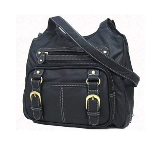 Roma Leathers Black Leather Pistol Concealment Shoulder Bag